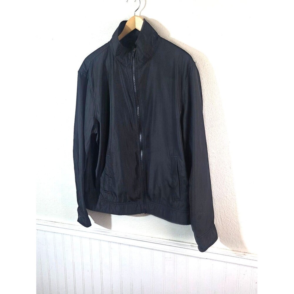 Michael Kors Mens L Black Lightweight Full Zip Jacket Stand Collar Windbreaker